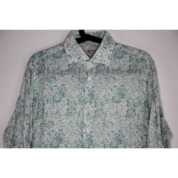 Luciano Barbera Men Medium Linen Floral AOP All Over Print Button Up Shirt B1085 - Picture 2 of 6